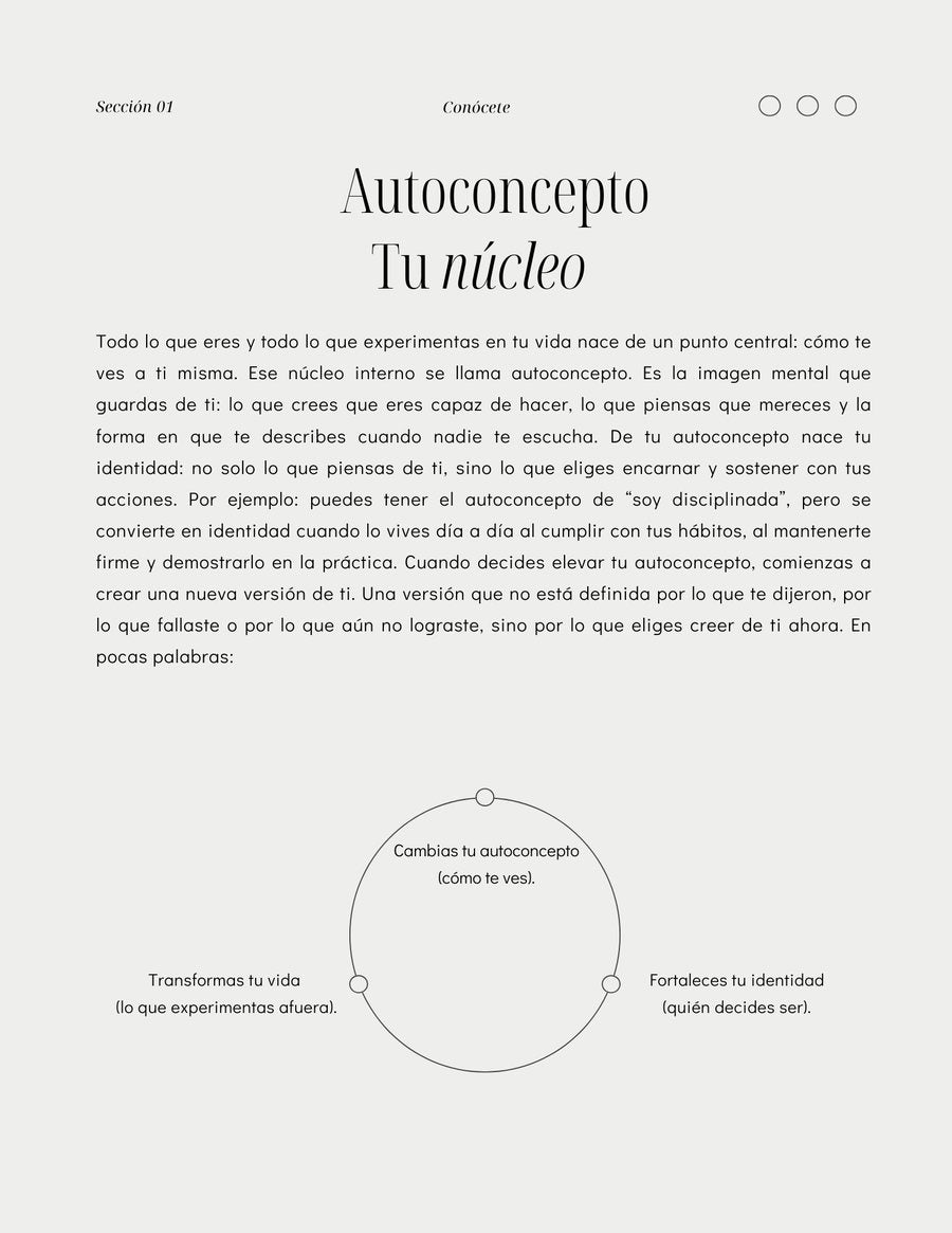 Página Autoconcepto, tu núcleo