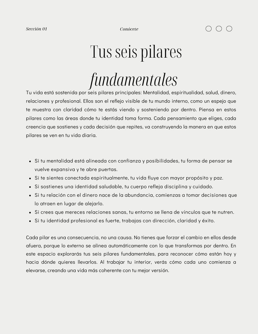 Página Tus seis pilares fundamentales