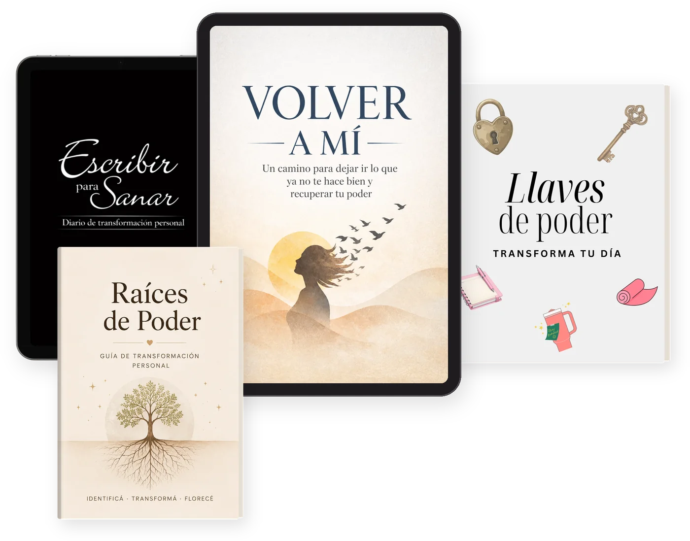 Método Volver a Mí en tablet junto a sus tres bonos